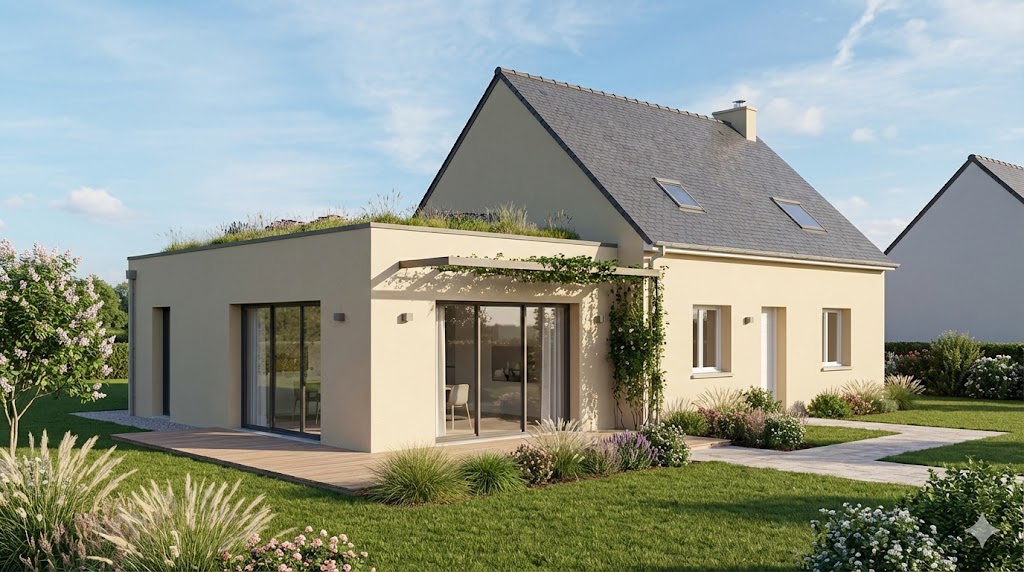 Extension bois maison individuelle traditionnelle