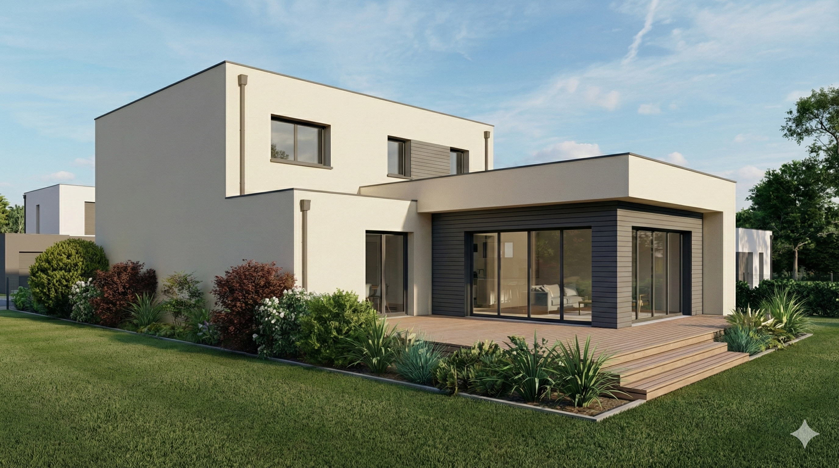 Extension bois maison individuelle moderne