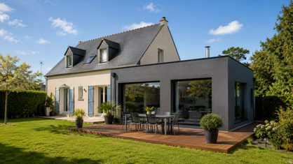 Maison avec extension latérale dédiée au salon